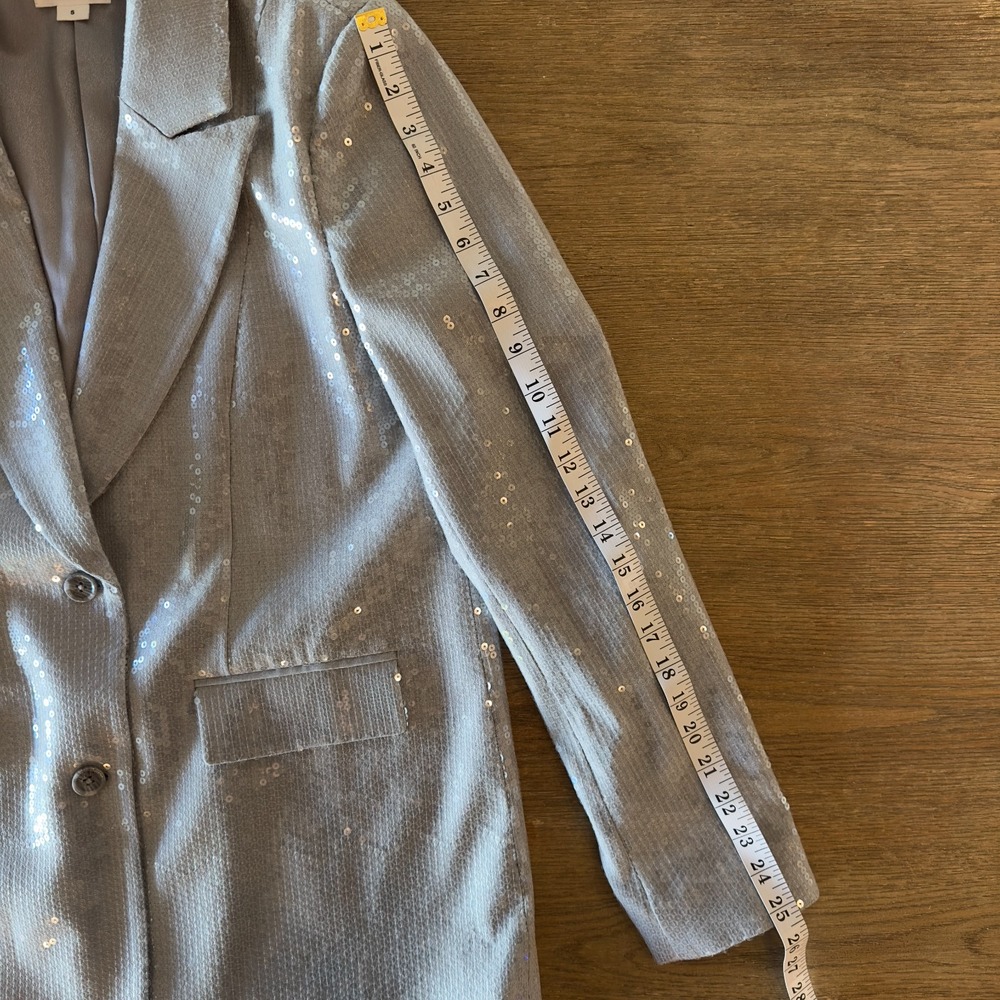 Good American Sequin Oversized Blazer-Heather Grey Color-Size Small RRP $329 - Picture 8 of 16